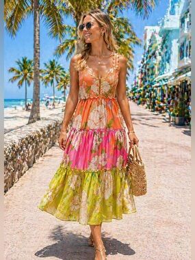 green emerald velvet dress Green Anthurium Leaves Cut-Out Euroflax Premium Linen Midi Dress